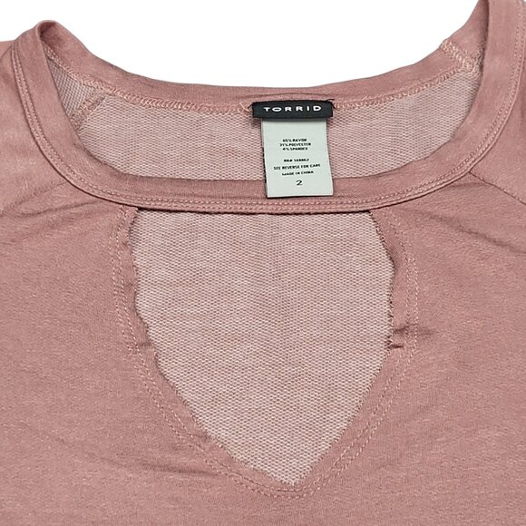 Torrid Mauve Choker Neck Raglan Sweatshirt Size 2/2X - Picture 2 of 8